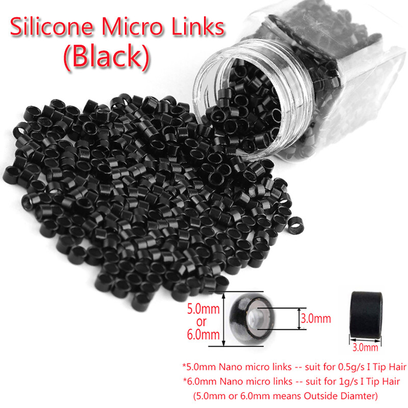6MM Micro Ring Beads Silicone Bead Link/Lined for Feather I Tip Hair Extensions