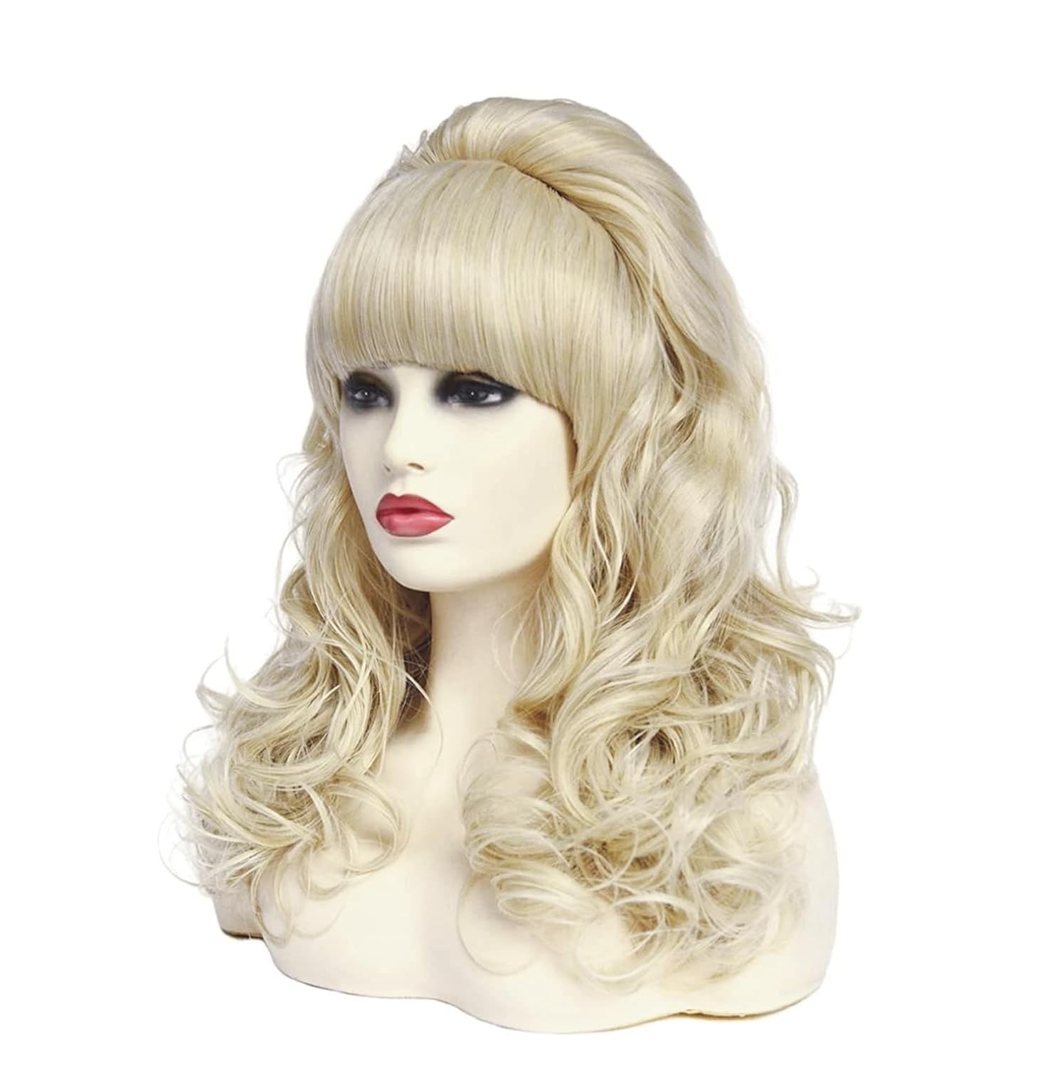 Blonde Long Wavy Wig Retro Beehive Bouffant Women’s 80s Costume Halloween Party