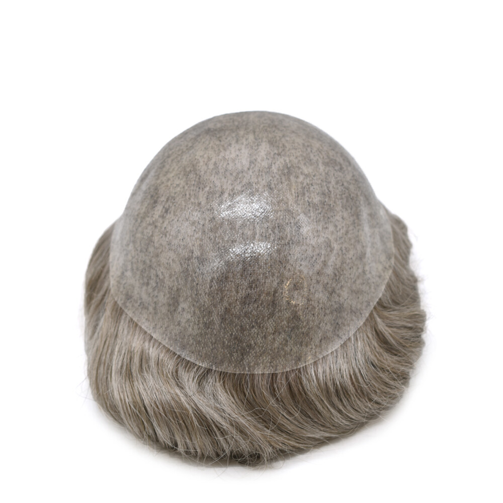 Mens Toupee Human Hair Piece Full Poly Thin Skin Men Hair Replacement Systems