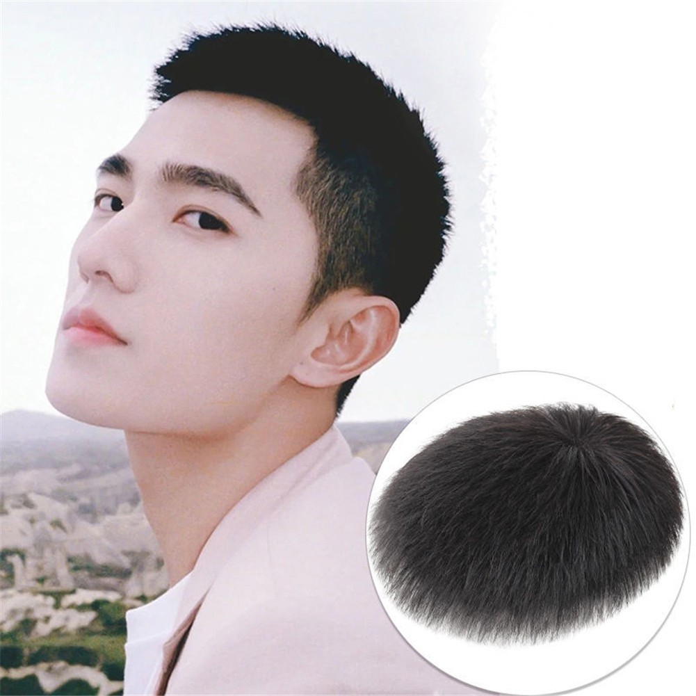 Men’s Short Toppers Hairpiece Real Human Hair Clip in Tape Hair Pieces Wig