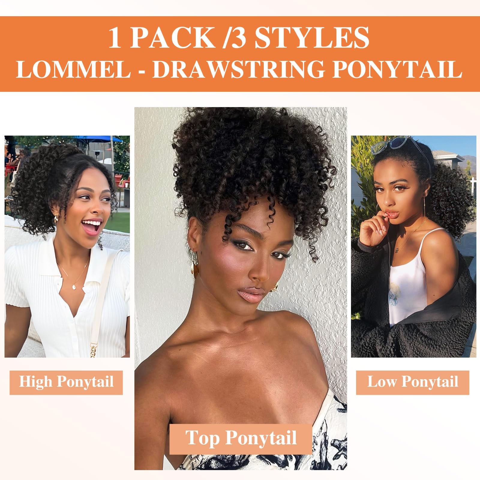 Curly Ponytail Extension 10 Inch Drawstring – 100% Japanese Fiber for Daily Use