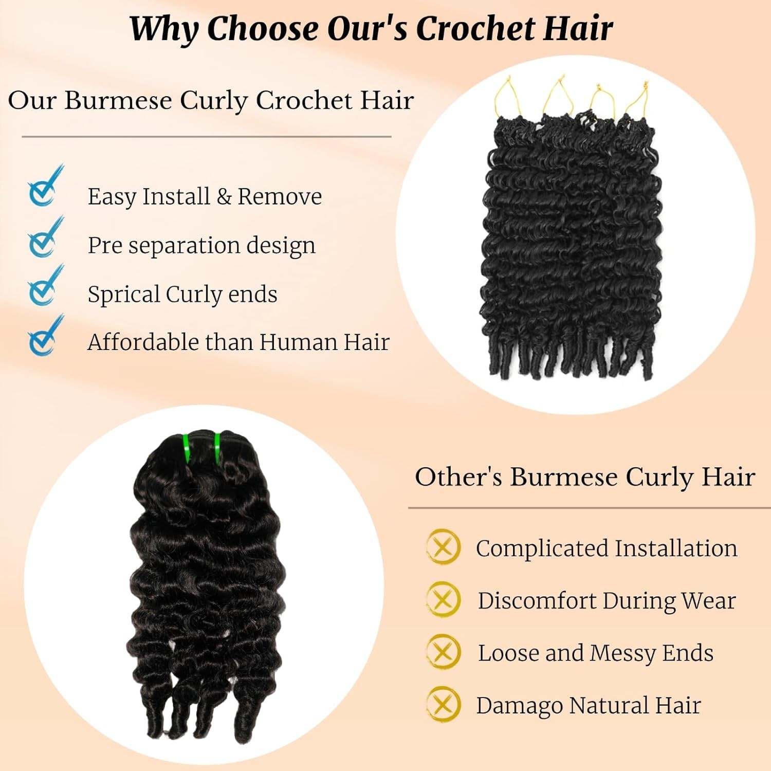 8 Packs 14 Inch Burmese Curly Crochet Hair – Effortless & Knotless Installation