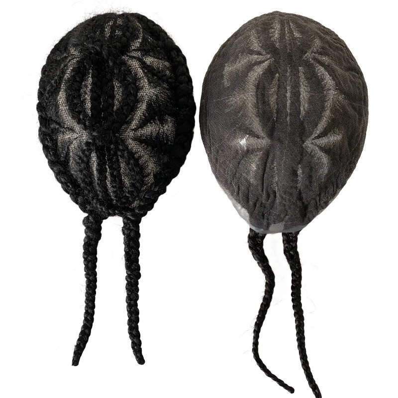 Afro Corn Braids Double 8 Corn Braids Toupee Full Lace Topper for Black Women