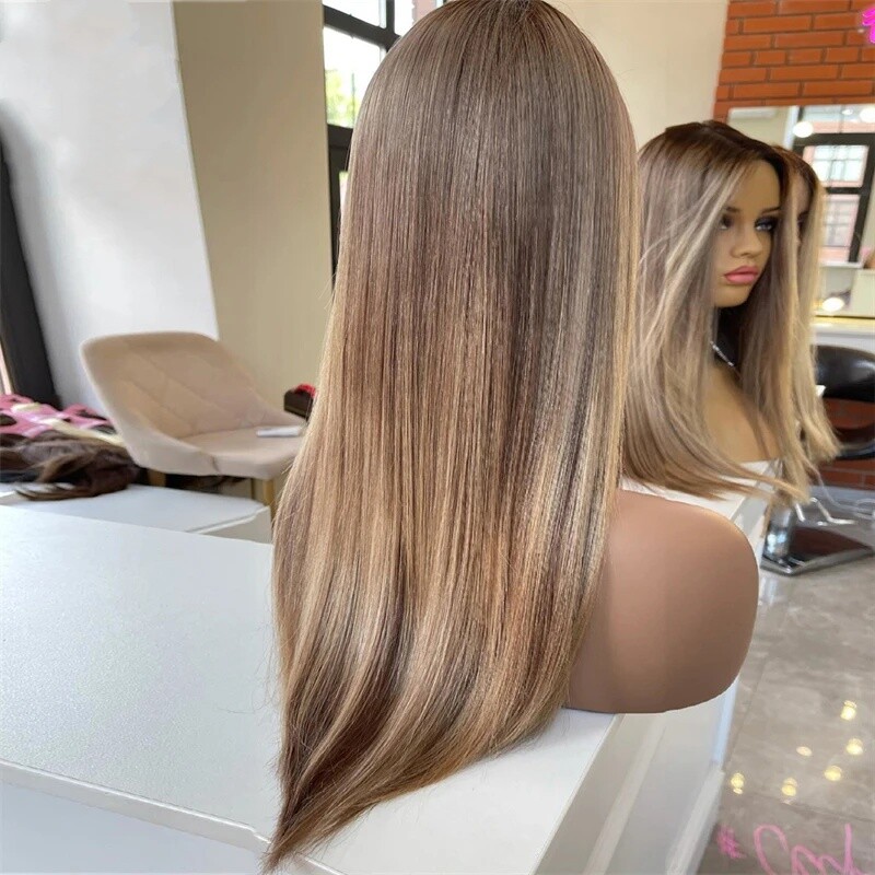 Women Real Human Hair Wig 13×4 Lace Front Wig 20Inch Straight Wig for Daily Use