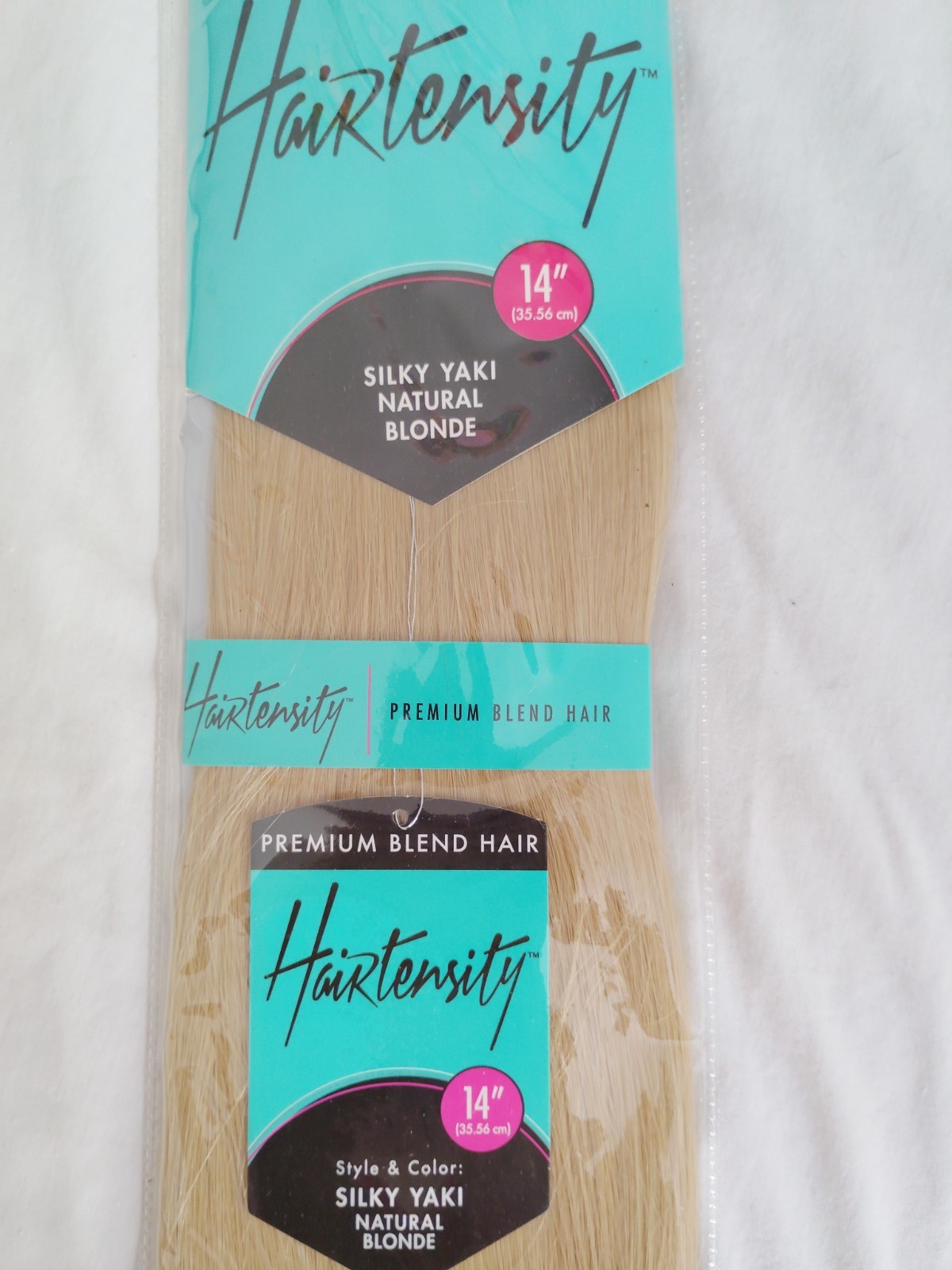 Hairtensity Weft Hair Extension Premium Blend Silky Yaki 14″ Natural Blonde