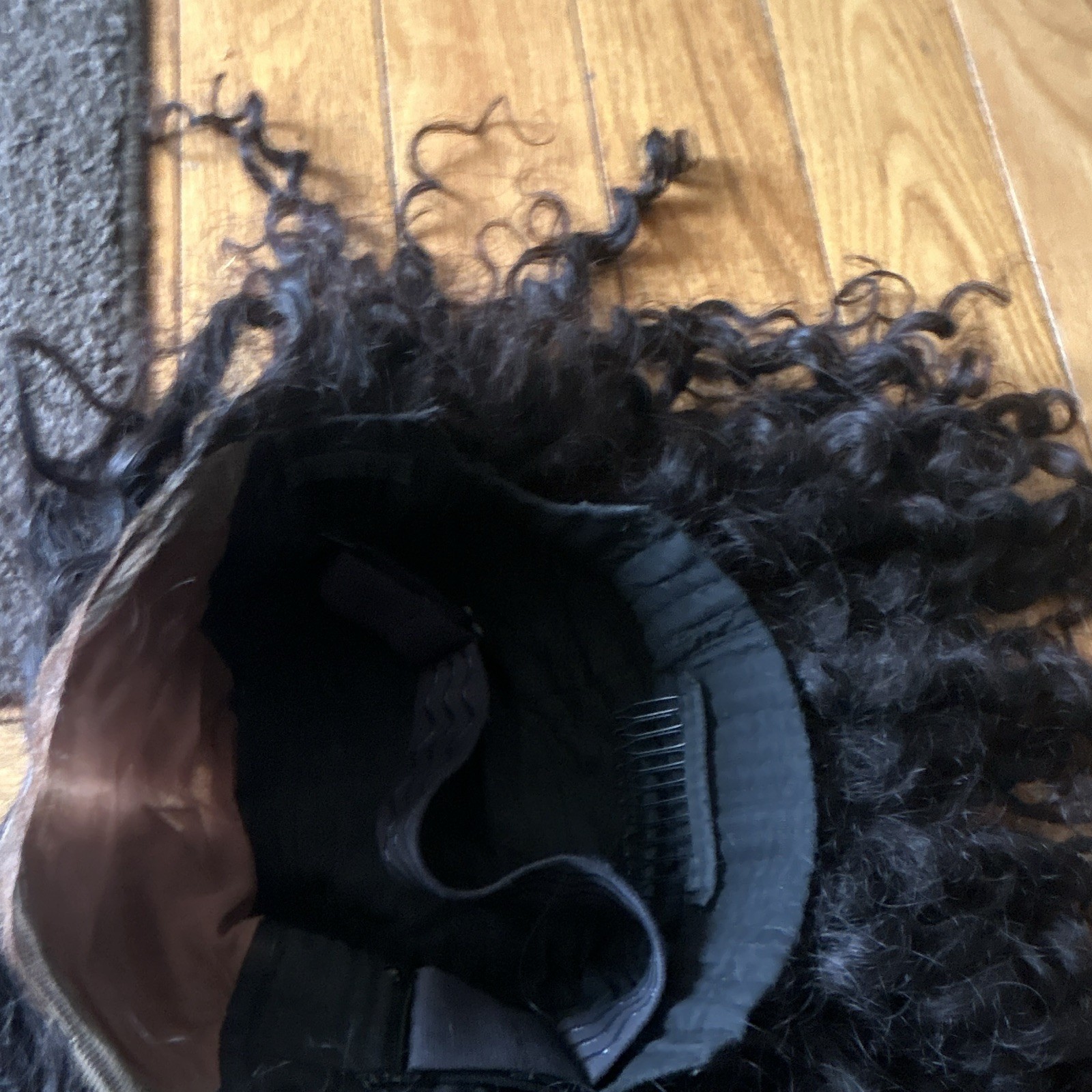 Black Curly Lace Front Clip-In Wig Middle Part Long Synthetic Women’s Adult