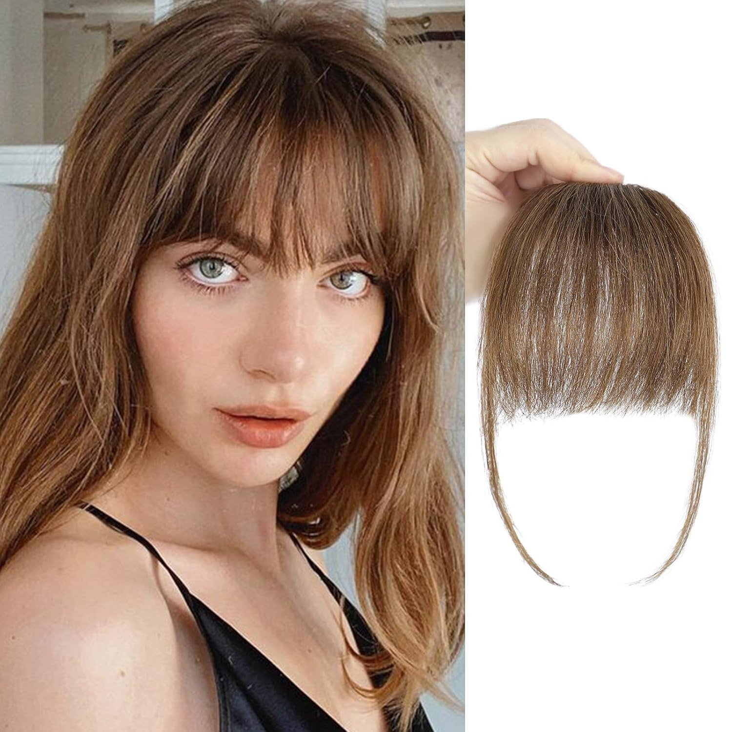 Clip in Bangs 100% Human Hair Bangs with Temples Bangs Hairpieces for Women Clip