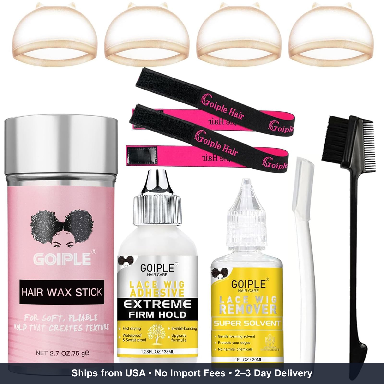 Lace Wig Glue Kit Lace Front Glue Kit for Wigs, Strong Hold Adhesive for Wigs an