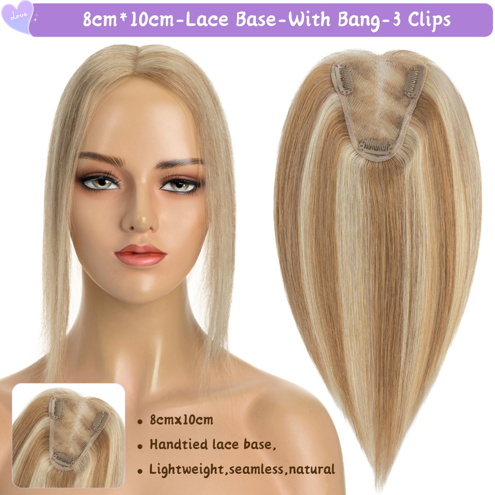 Free Part Hand-tied Lace Base Clip In Women’s Topper Hair Piece Toupee Hairpiece