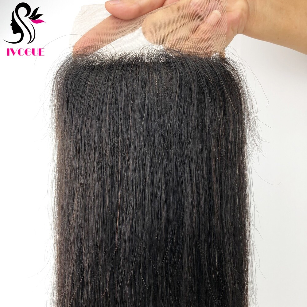5″x5″ Silk Top Lace Closure Straight Remy Human Hair Silk Base Hair Piece Black