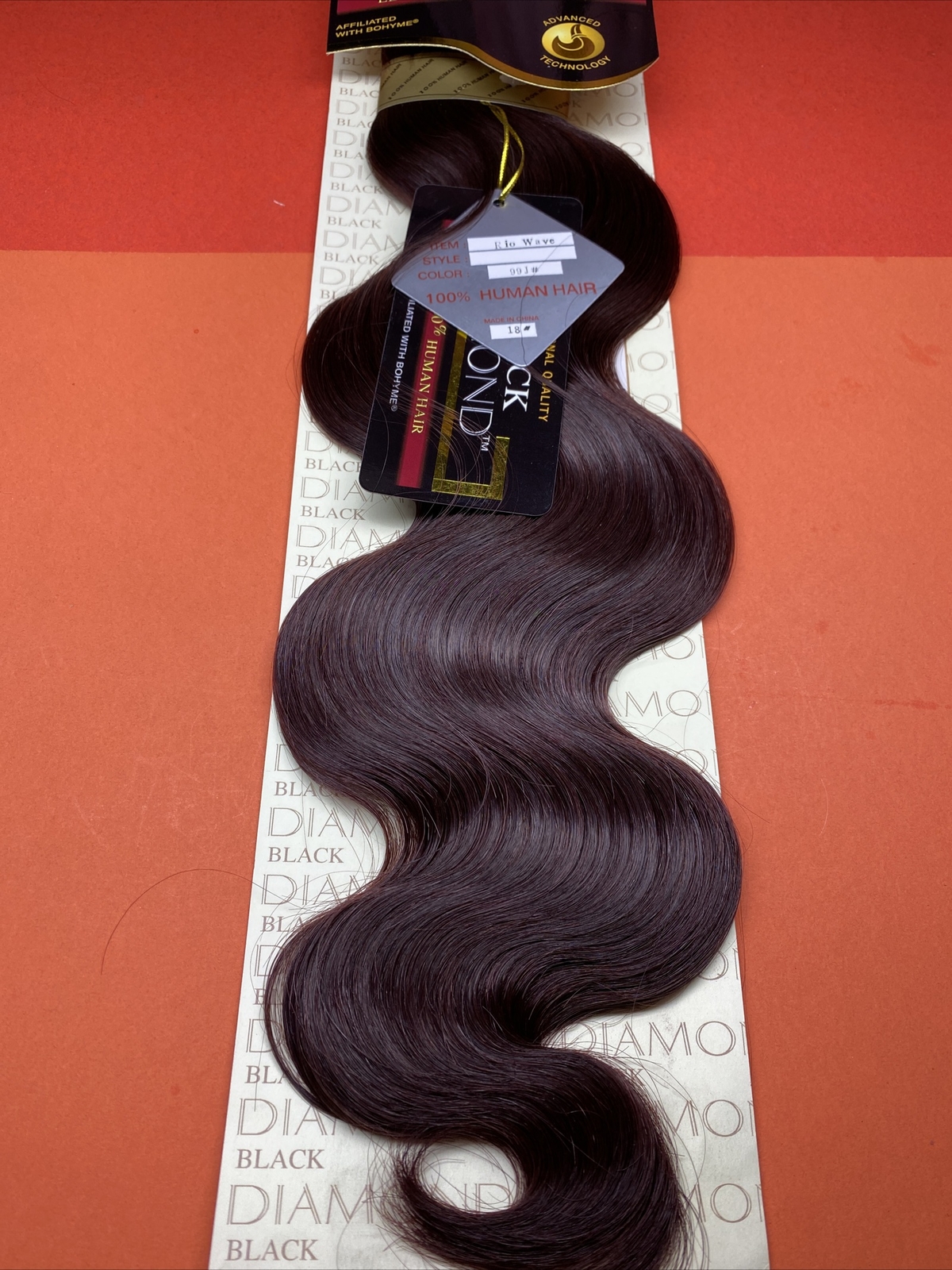BLACK DIAMOND Human Weave Hair_RIO_WAVE_18″_#99J