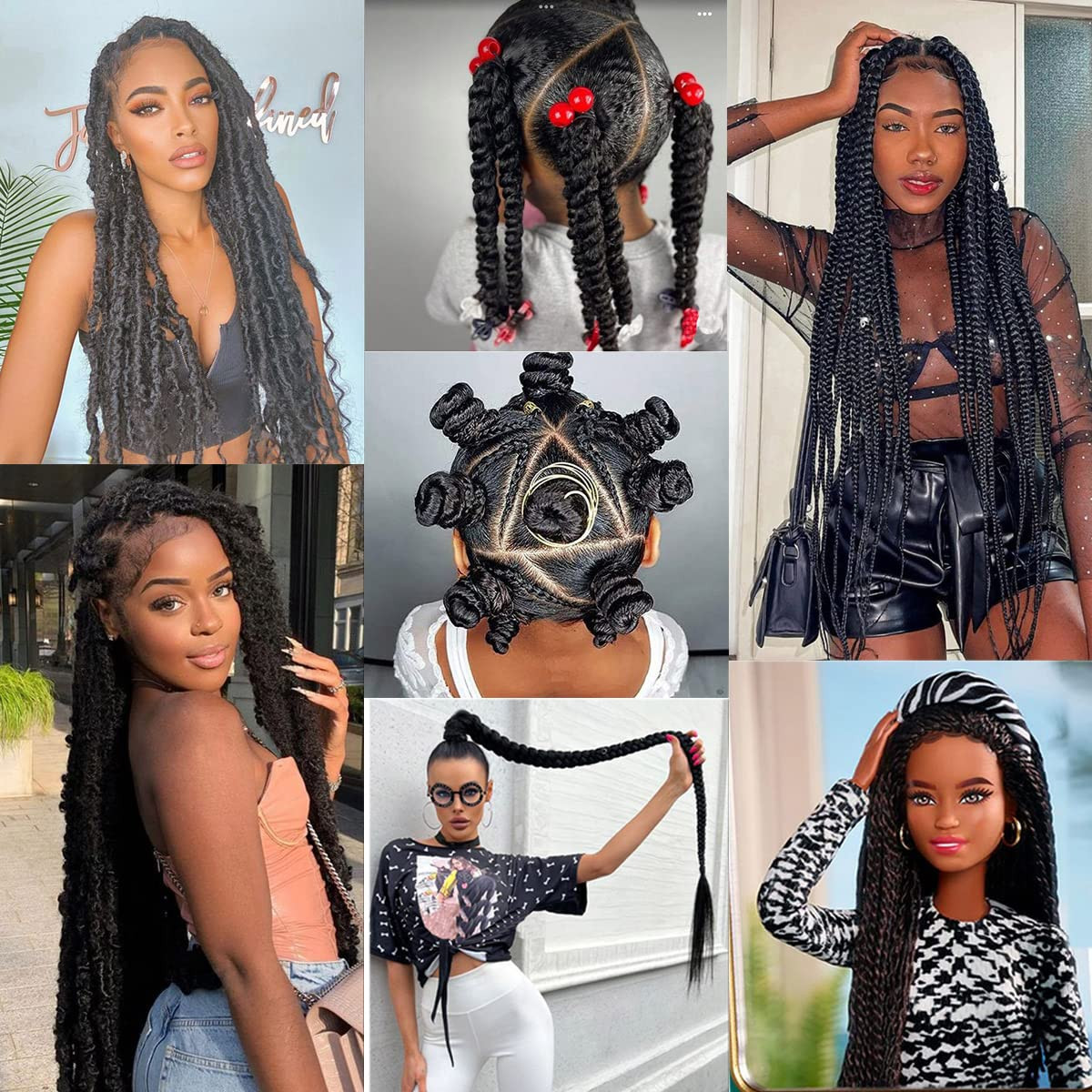 COOKOO 4 Roll Natural Black Brazilian Wool Hair for African Crochet Braids Seneg