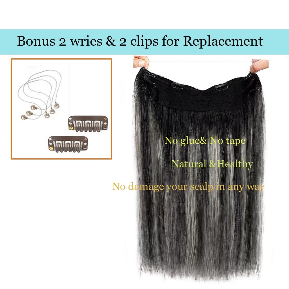 Sunfa Invisible Wire Hair Extensions Transparent Wire Adjustable Size 4 Secure