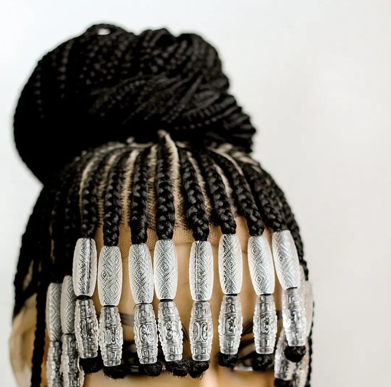 CLEOPATRA Handmade Beaded Cornrows. Lace front wig.Location USA,