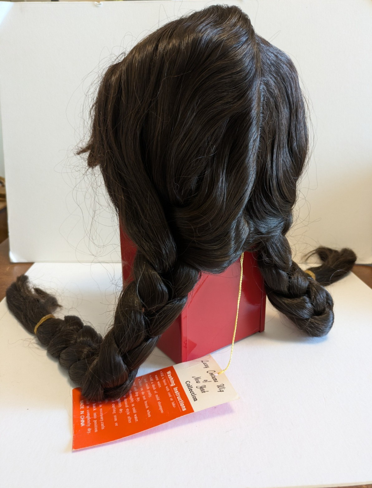 NWT Native American Wig w/Bangs Braids Brown Lacey Costume NY Adult Costume