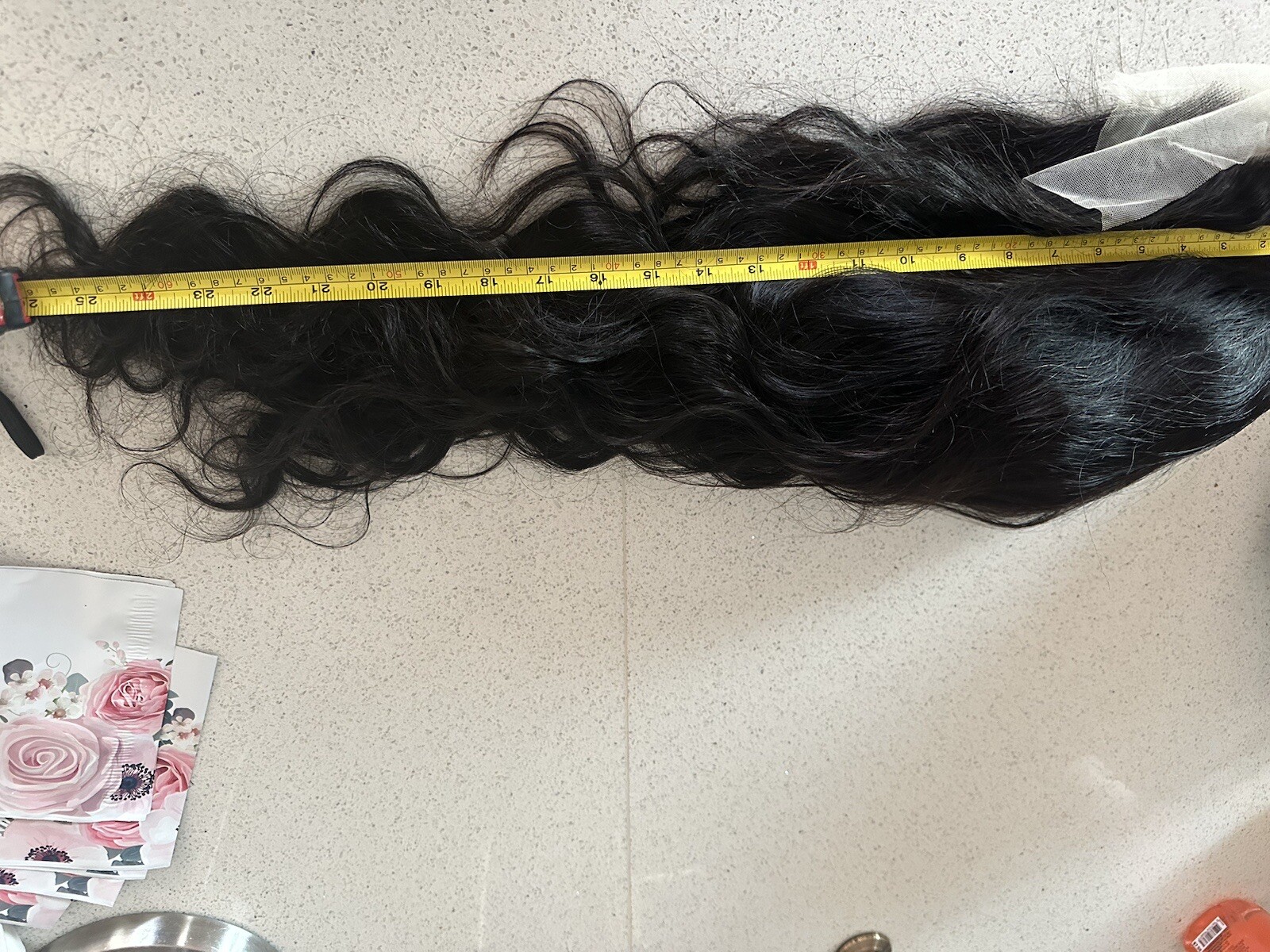 Wig Human Hair 26 Inches Lace Front 1b Wavy Long Dark Brown New Tags