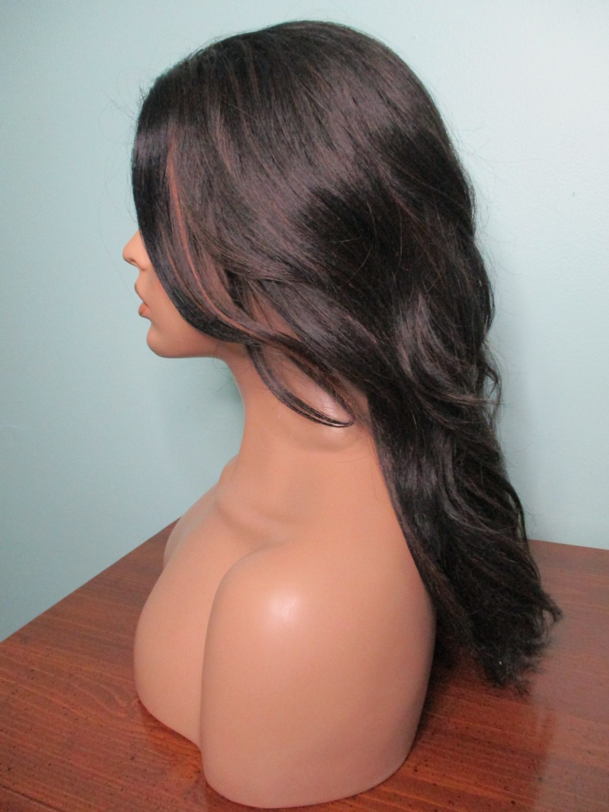 20″ black and brown mix SHAG style SWISS LACE FRONT WIG by SHAKE N GO
