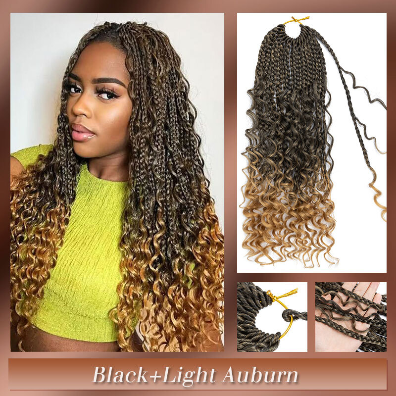 14in/18in Pre Looped Bohemian Twist Crochet Box Braids Gypsy Braids Curly Ends