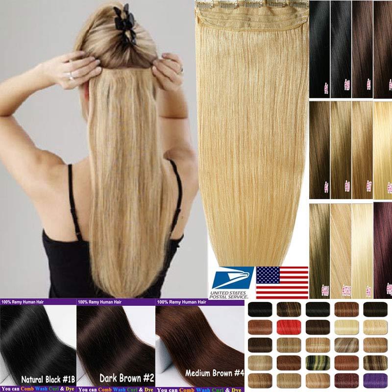 THICK ONE PIECE CLIP IN HUMAN HAIR EXTENSIONS REAL REMY HAIR 14″16″18″20″22″24″