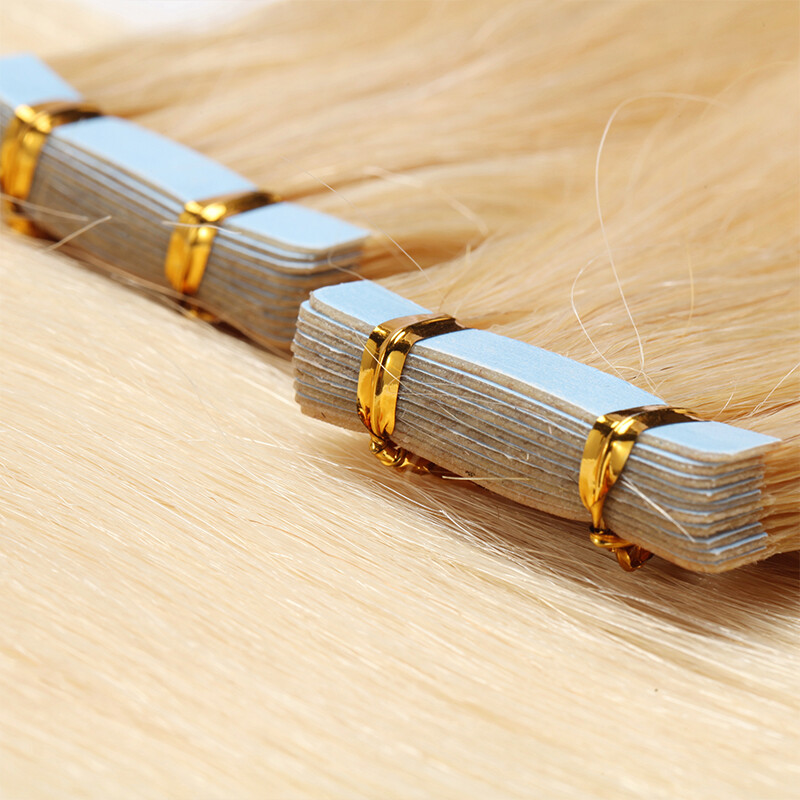 Super Thick Glue GREY Tape In 100% Real Human Hair Extension Skin Weft Full Head