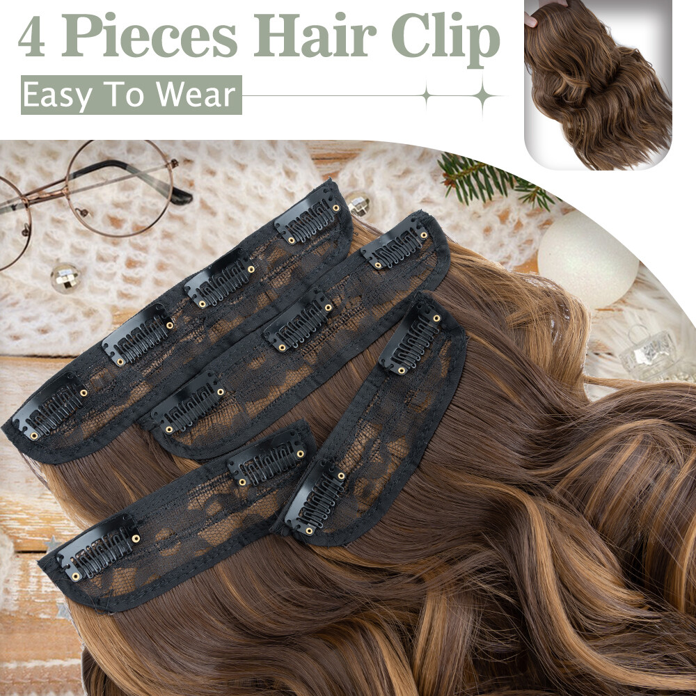 4 Piece THICK 100% Natural Clip in Hair Extensions Long Full Head As Human Real