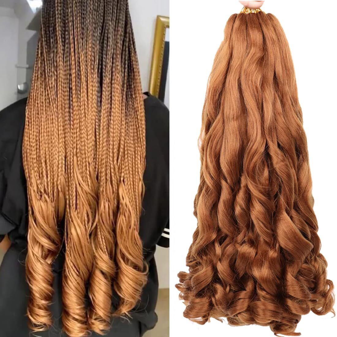 French Curl Braiding Hair 8 packs 22 Inch Spanish Curly Braiding Hair 75g/pack