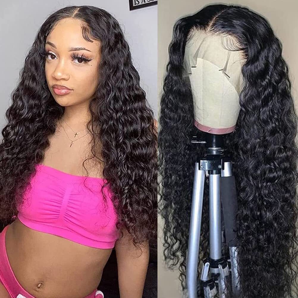 Hot Black Loose Curly Wigs Synthetic Lace Front Wigs Heavy Density Glueless Wigs