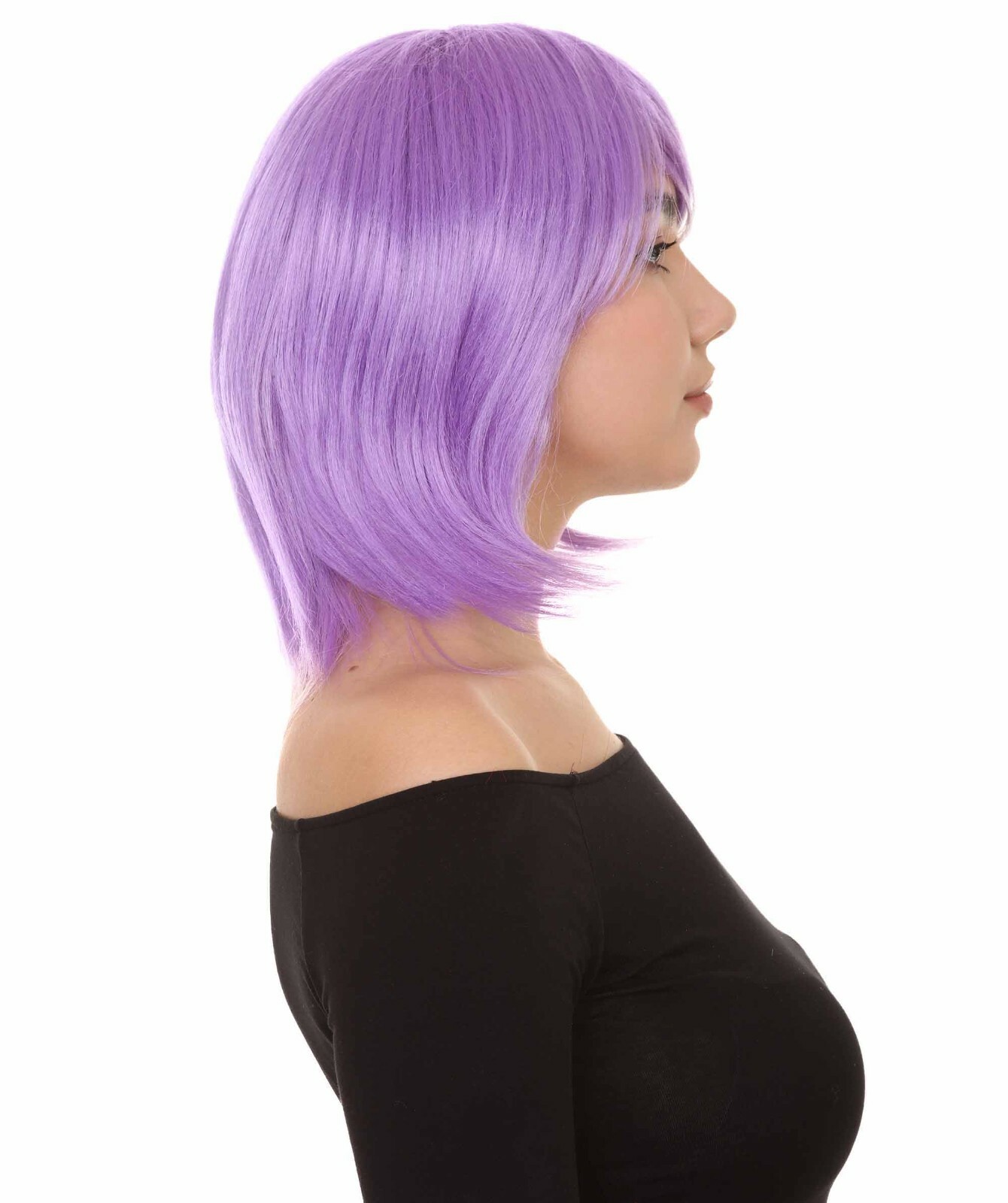 Shoulder Length Bob with Side Bangs Party Wig ,Premium Breathable Capless Cap.