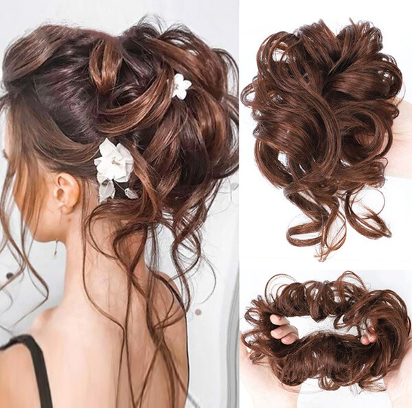 Messy Bun Hairpieces Chignon Curly Hair Extensions as Human Hair 3-5 DAYS DELIVE