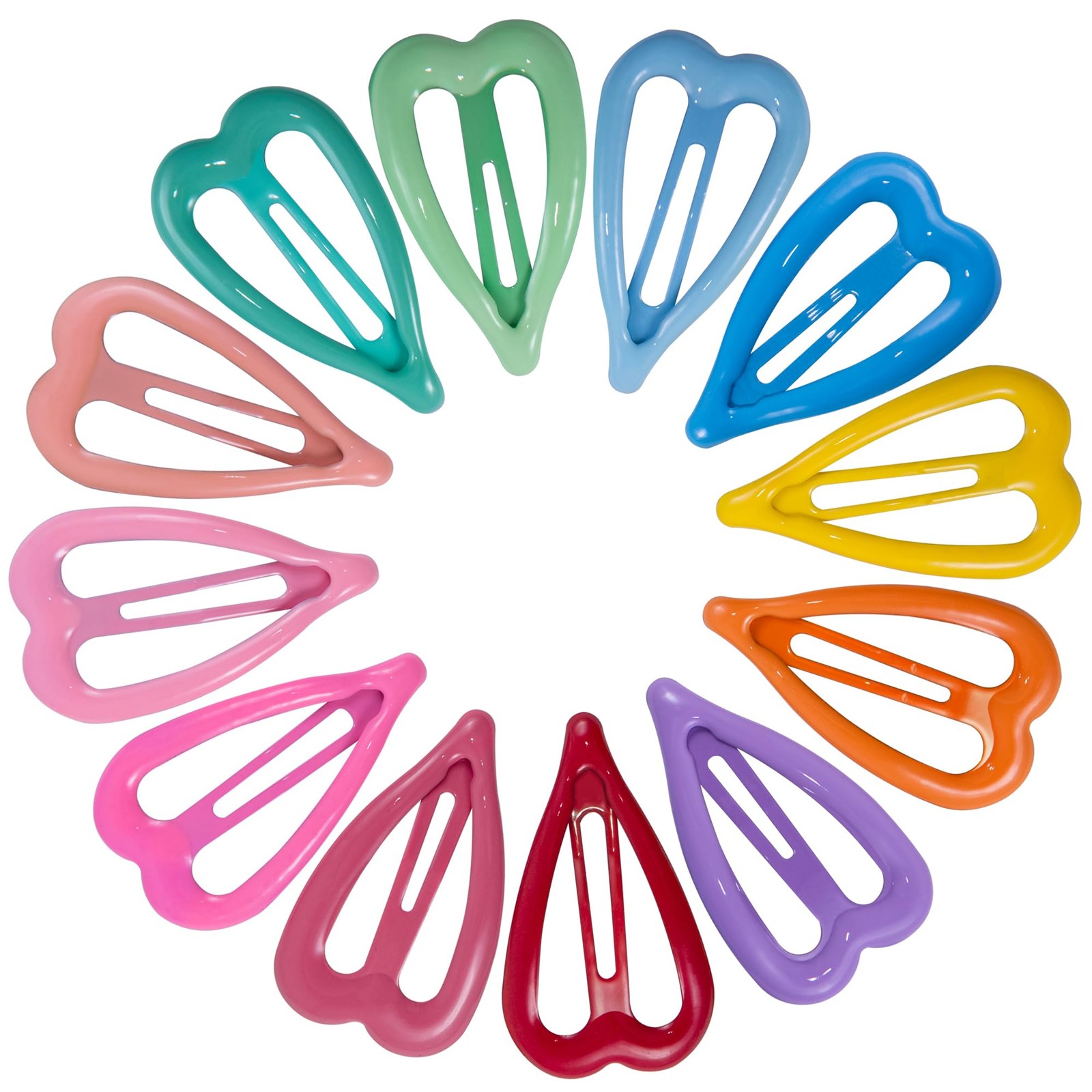 Cptots 12 PCS Metal Snap Hair Clips 1 Count (Pack of 12), Bright Mix Colors