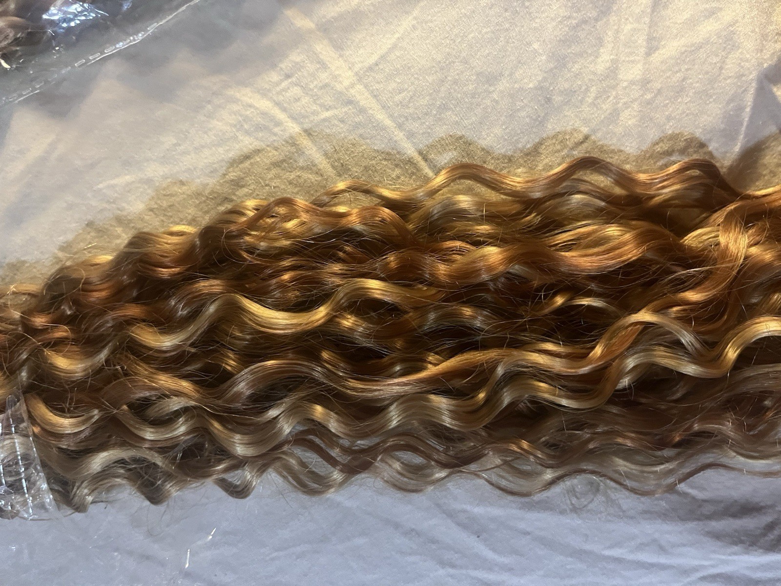 26″ Wavy Blond Brown Human Hair Extension Weft Wavy Hair for Women Adult