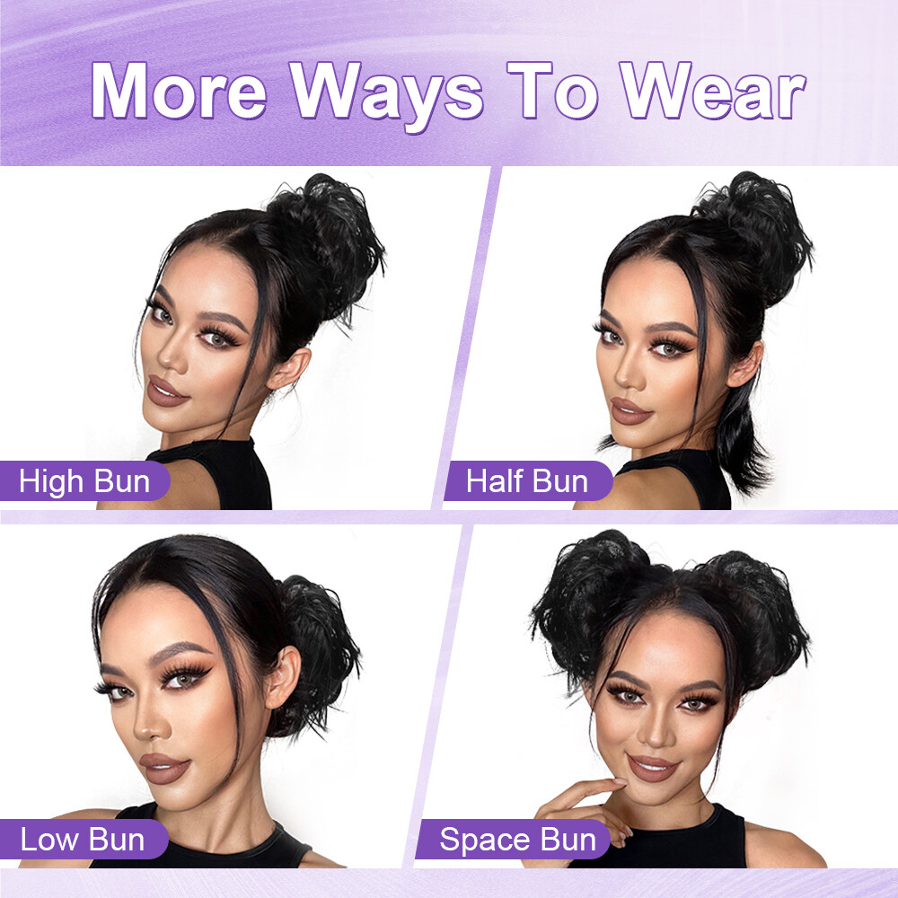 Natural Curly Messy Bun Hair Piece Scrunchie Updo Extensions Real as Human Thick