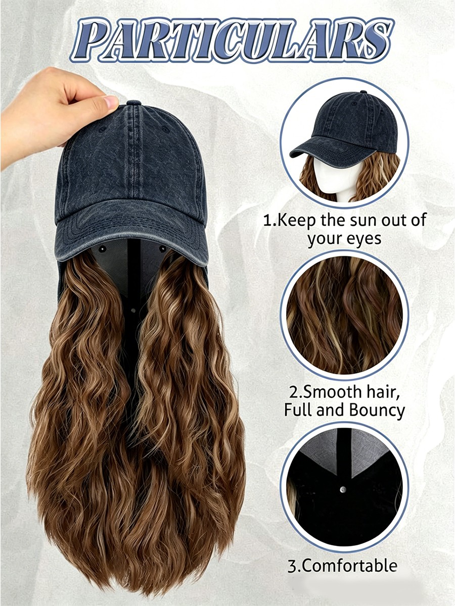 Female Short Straight Hair Baseball Wigs Women Hat Wig Synthetic Bob Casual