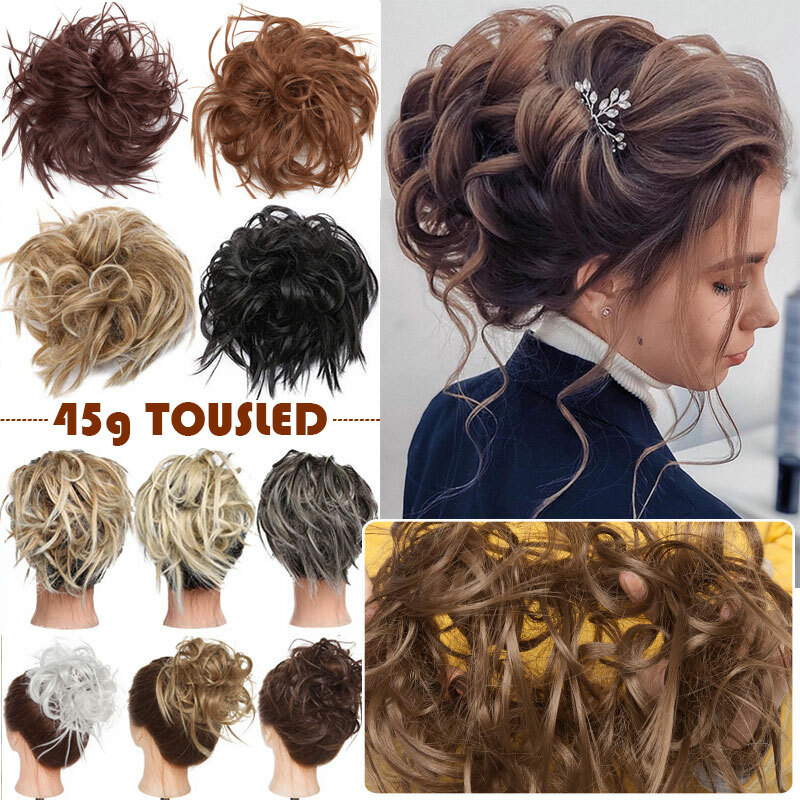 45g Real Large Thick Scrunchie Messy Bun Updo Hair Extension Chignon Ponytail US