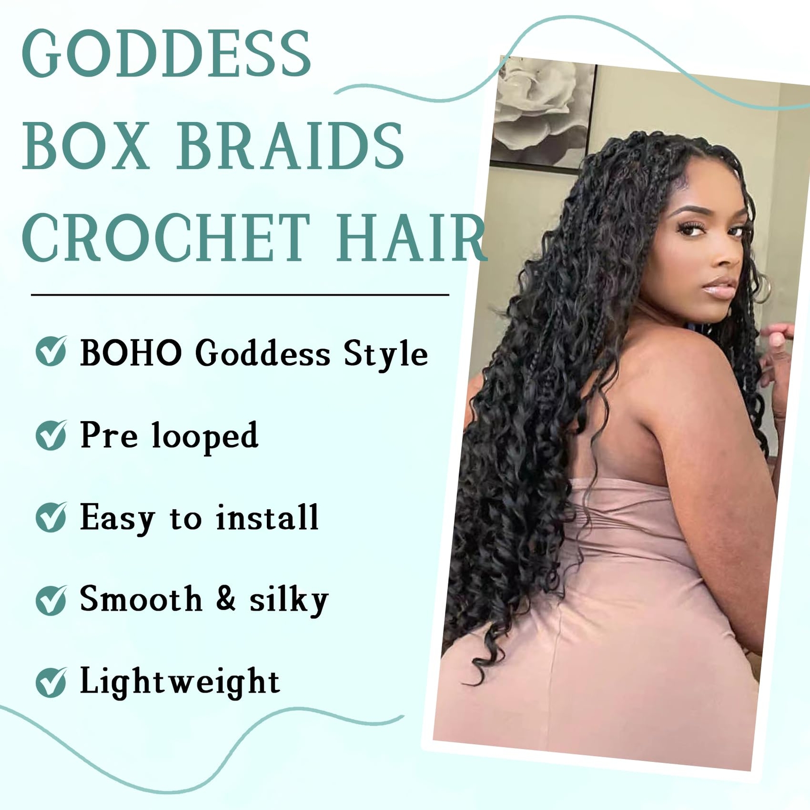 LIYATE Goddess Crochet Braids 24 Inch 7 Packs Boho Box Braids Crochet Hair wi…