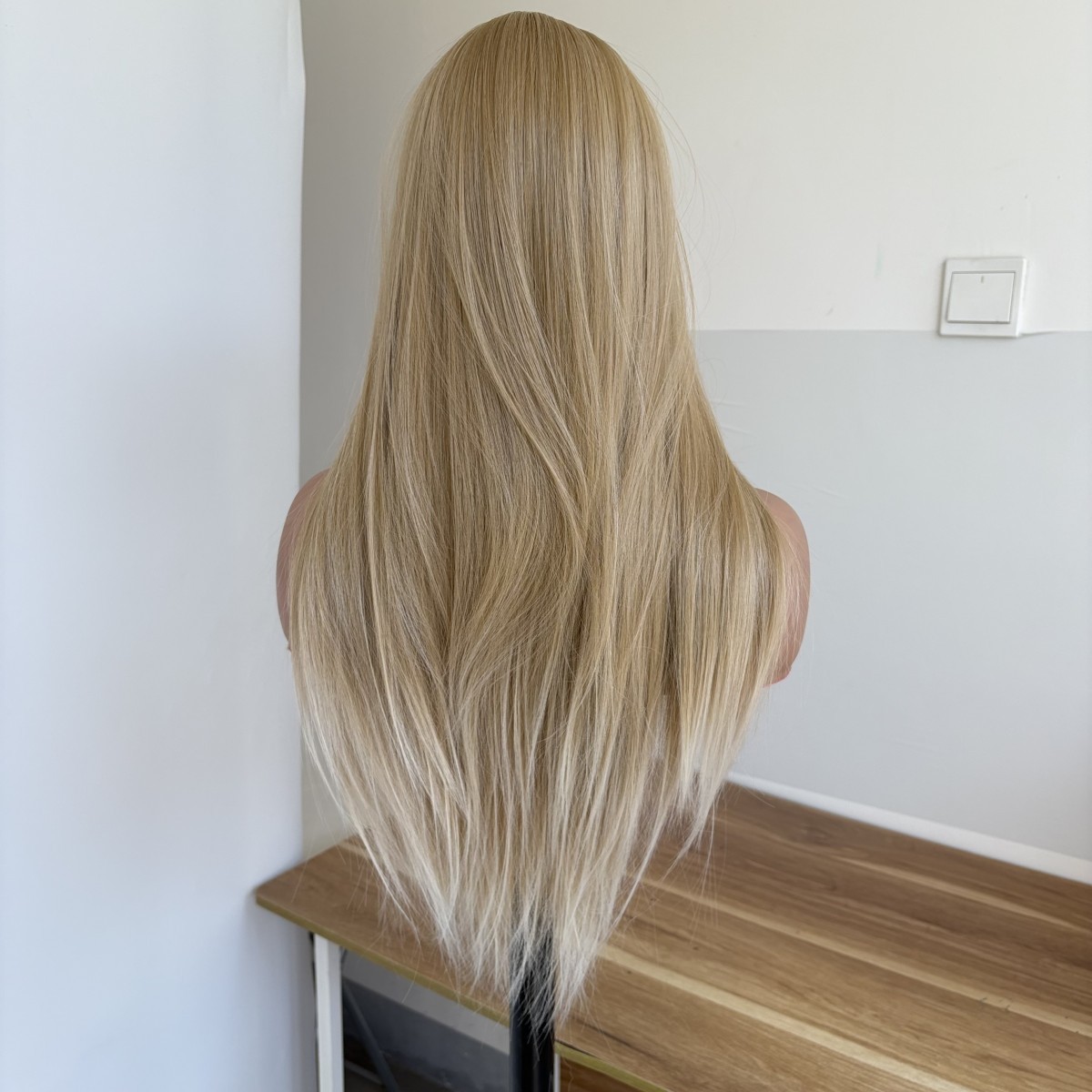 Natural Heat Resistant Synthetic Hair Dress Up Wig Blended Blonde Long Straight