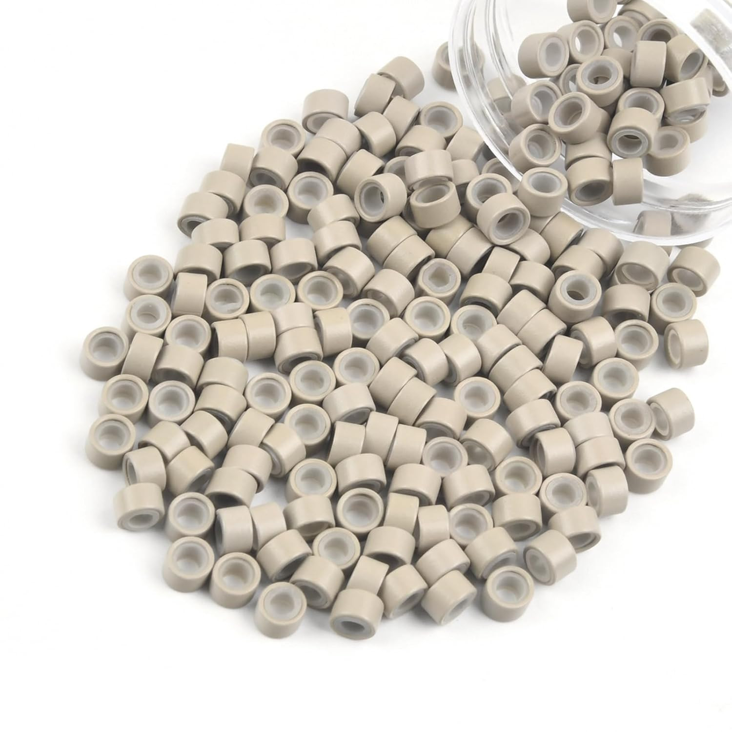 100Pcs 5Mm Silicone Lined Micro Ring Beads for Hair Extensions 5Colors Apply (10