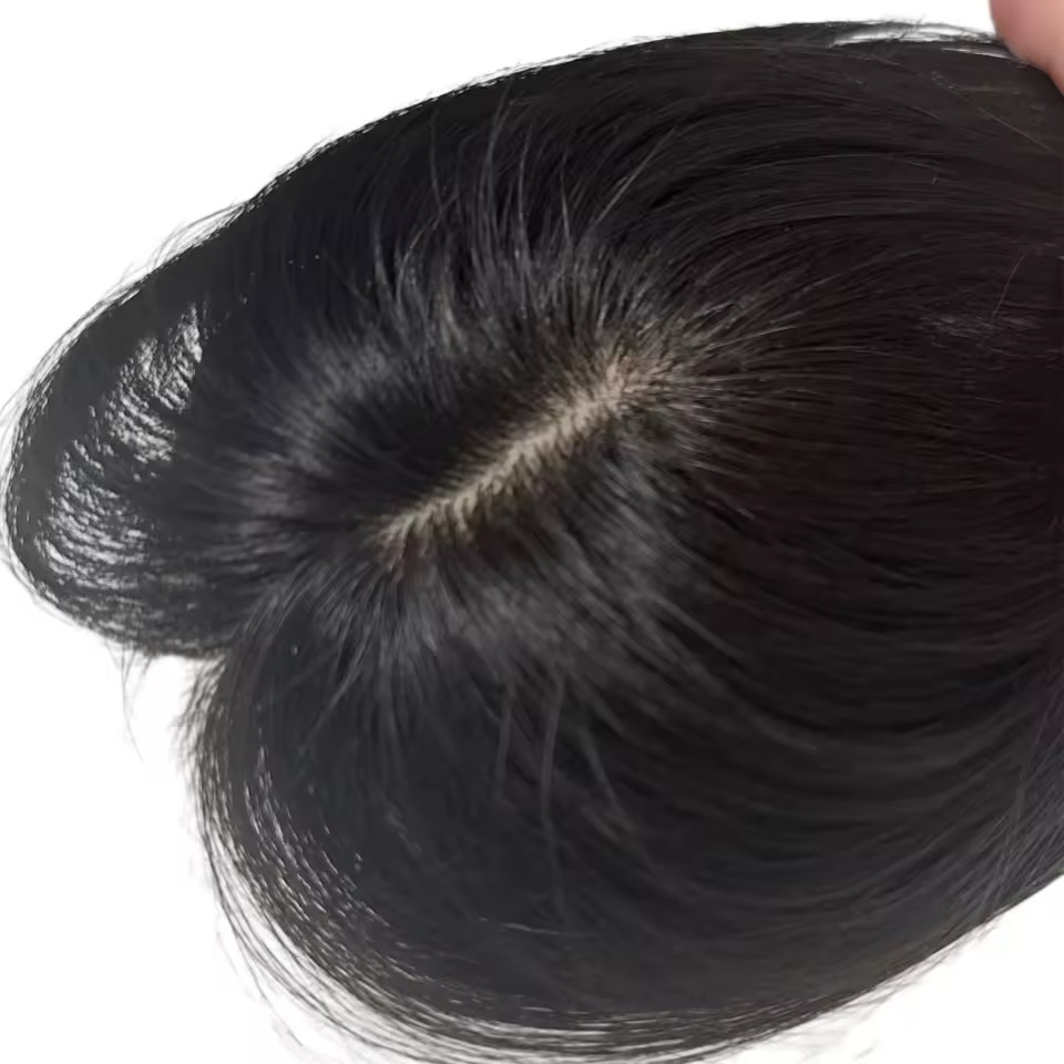 Black Brown 2 Clips Hair Patch with Curtain Bangs By Zebaish