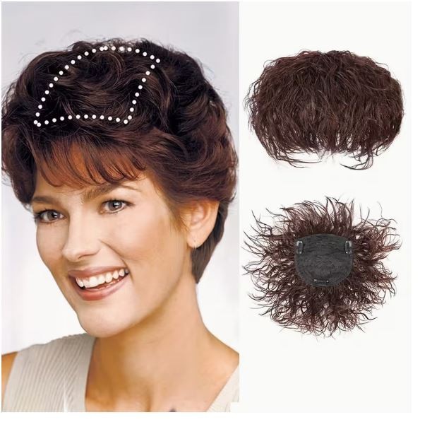 NEW Synthetic High Density Natural look slightly curled Clip-In Hair Topper