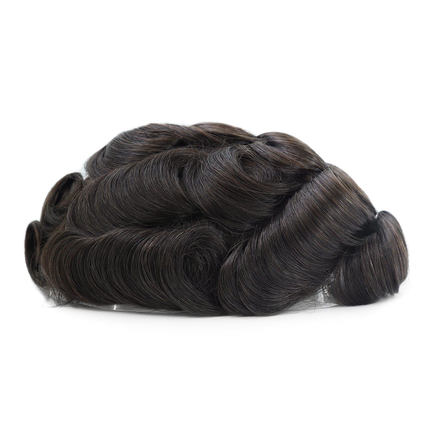 Mens Toupee Human Hair Piece Ultra Thin Skin Knotted Men Hair Replacement System