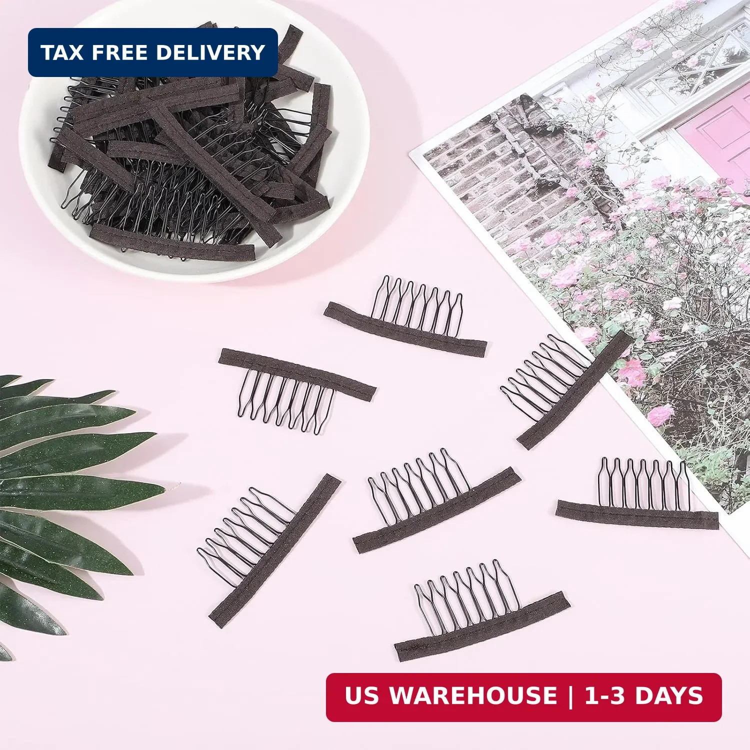 50 Pcs Wig Combs Clips Steel Cloth Accessories Tools to Secure Wig 7-Teeth for A