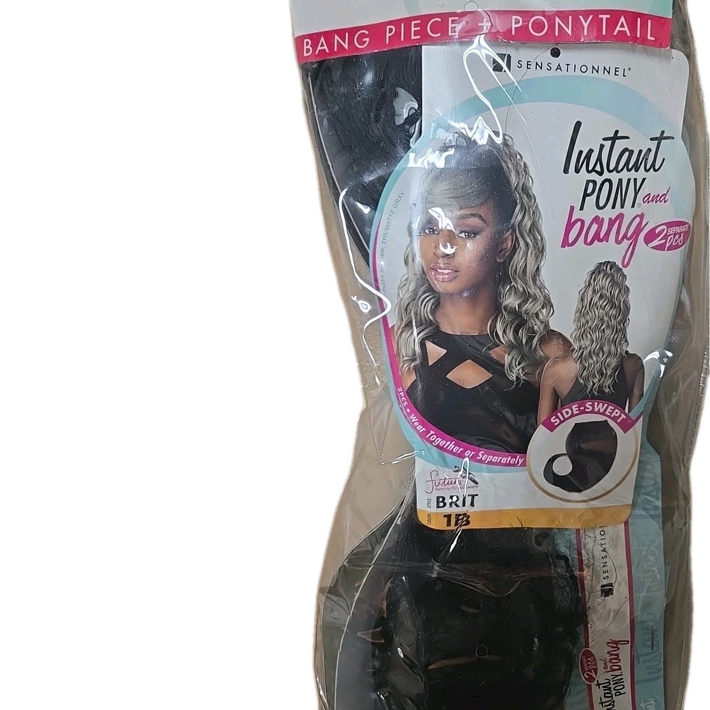 Sensationnel Instant Ponytail & Bang Piece STYLE BRIT 2 PCS CAMI # 1 SIDE SWEPT
