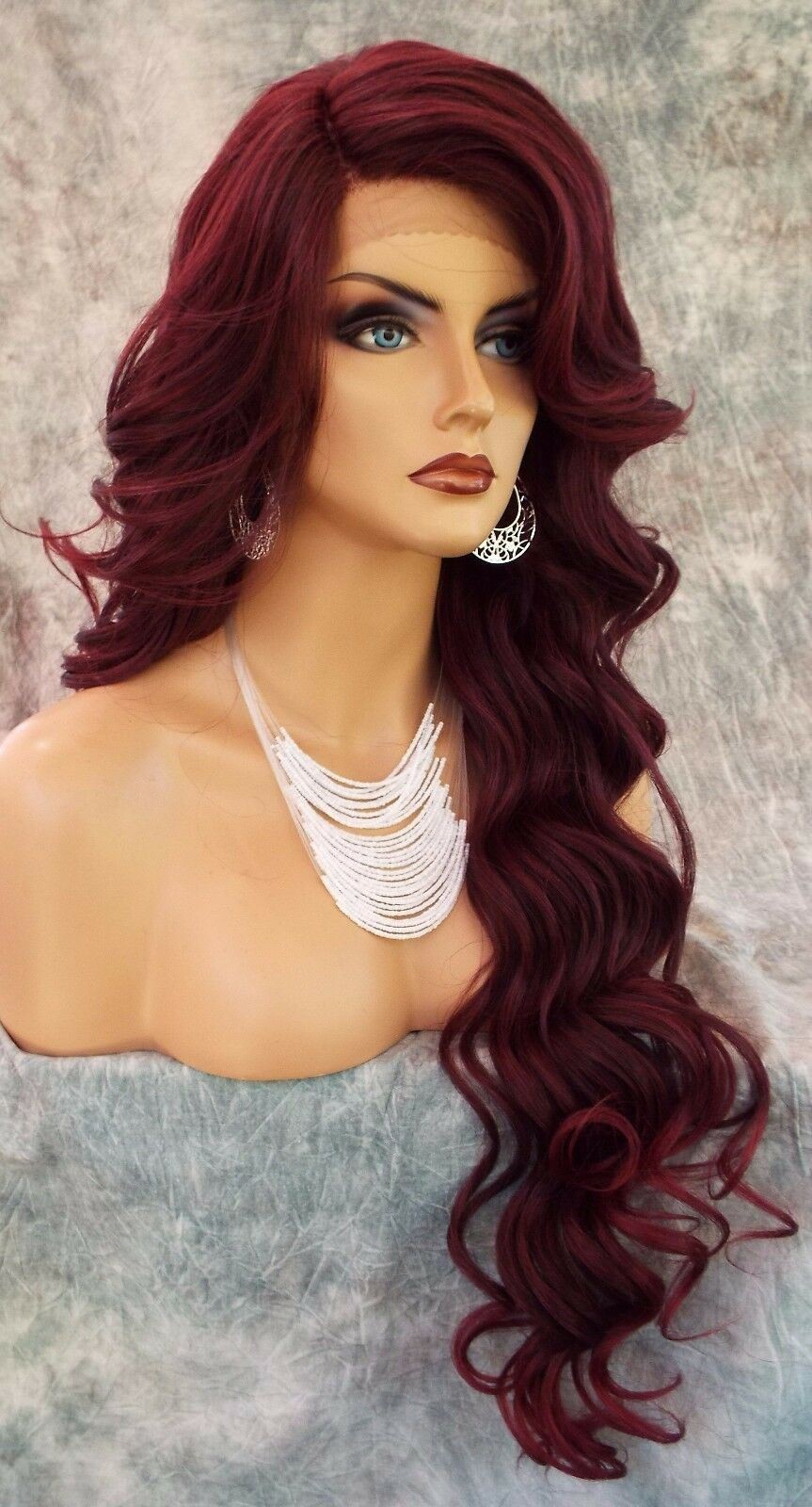 sepia Long 25 inch Wavy Lace Front Wig T1B.Burgundy Gorgeous New with Tags
