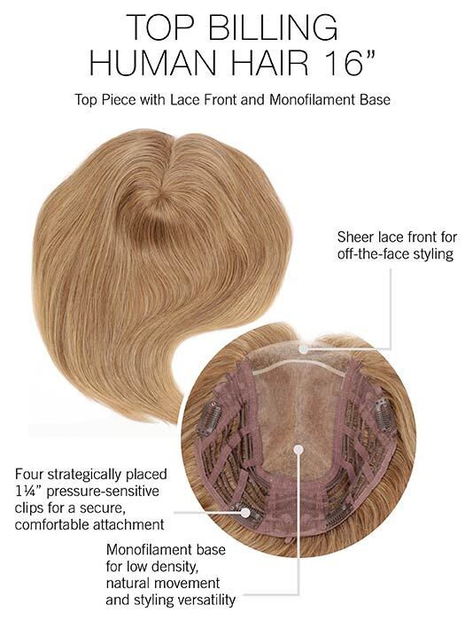 16″ Human Hair Top Billing Top Piece by Raquel Welch, All Colors, Straight LF