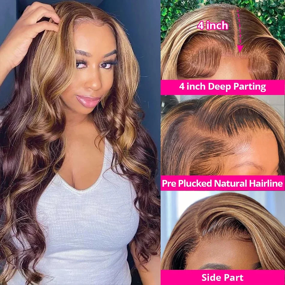 Highlight Blonde Human Hair Hd Lace Front Wigs Body Wave Glueless Wigs Brazilian