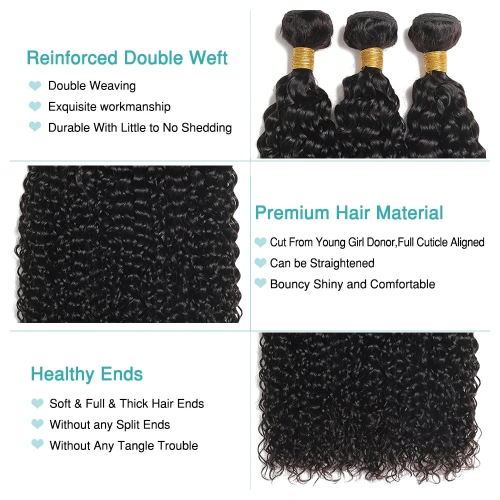 Kinky Curly Bundles Natural Black Color 12 14 16 Inch Unprocessed Brazilian Virg