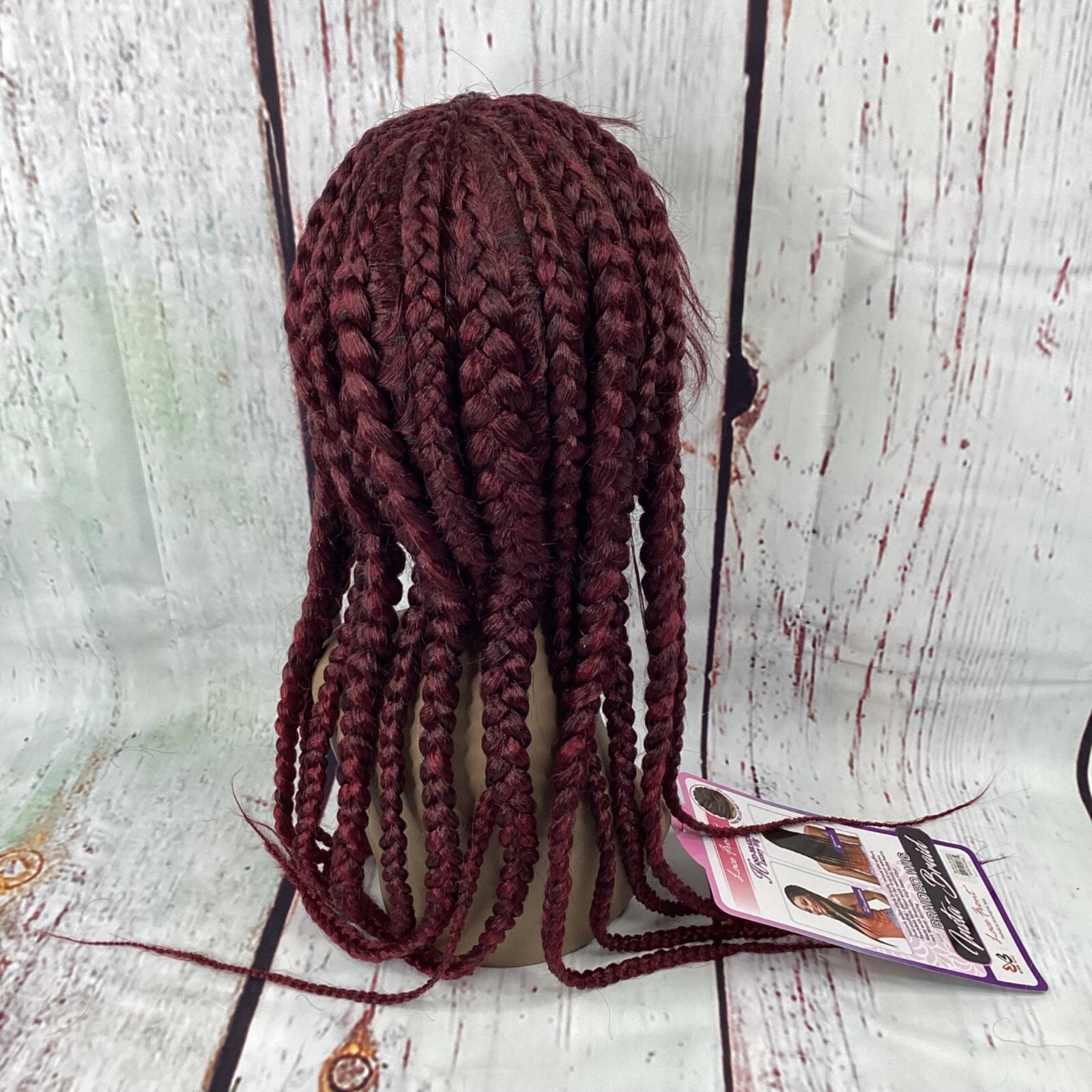 Larissa TT1B/Burgundy 26” Insta-braid Braided Lace Front Wig New Synthetic