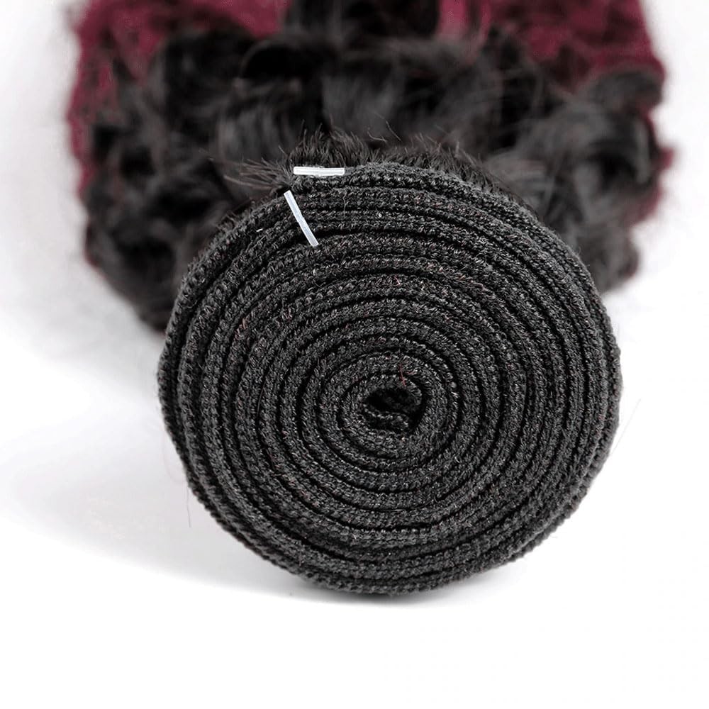 Hydtxc Human Hair Bundles Omber Burgundy T1B/99J Jerry Curly Human Hair Bundles