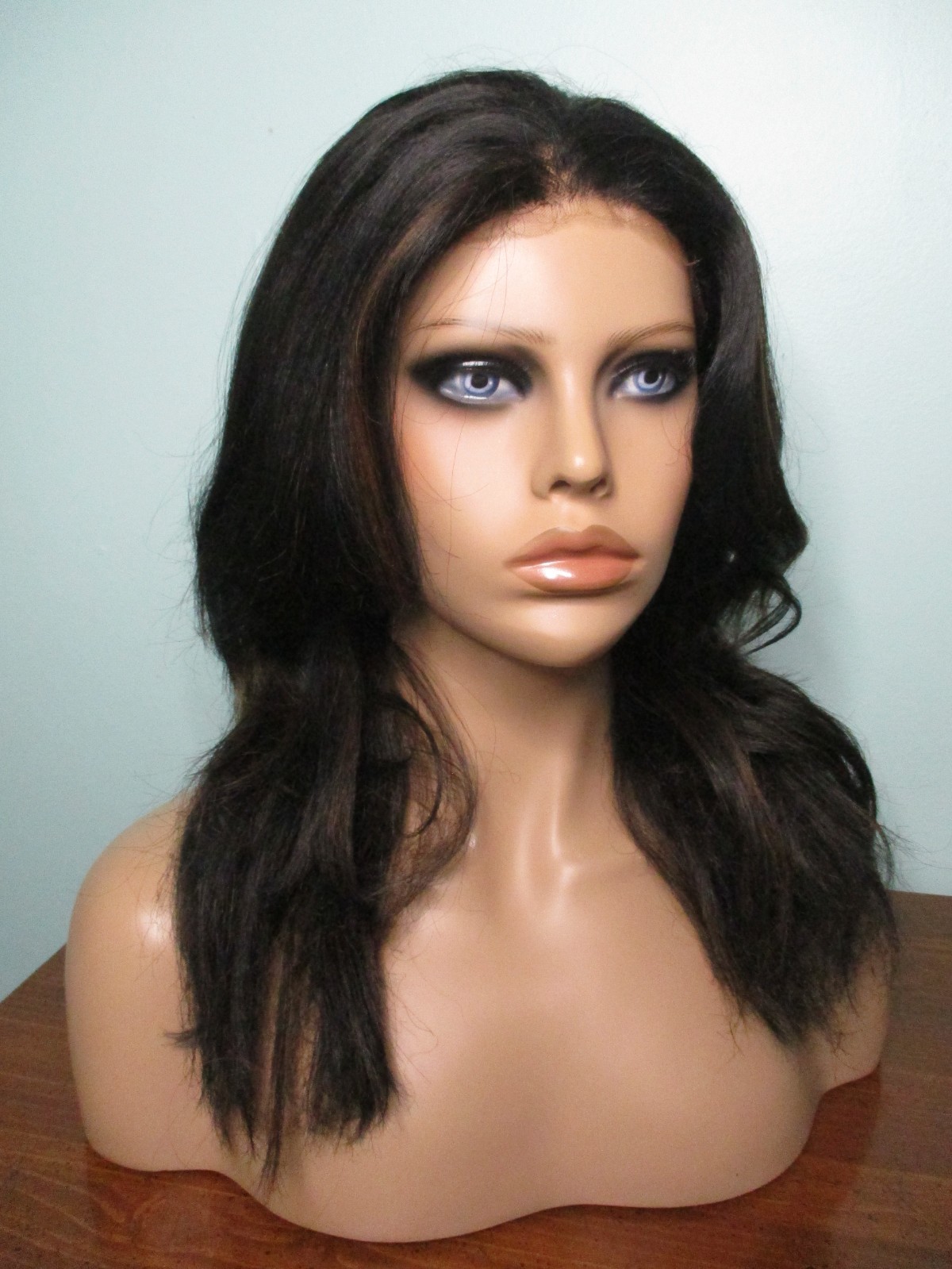20″ black and brown mix SHAG style SWISS LACE FRONT WIG by SHAKE N GO