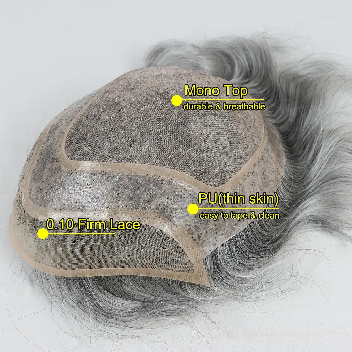 Toupee For Men Human Hair Replacement System Mono Thin Skin Pu 10×8